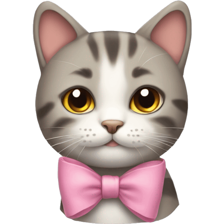 A cute cat wearing a bow emoji