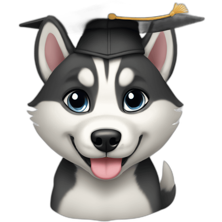 husky puppy in a mortarboard emoji