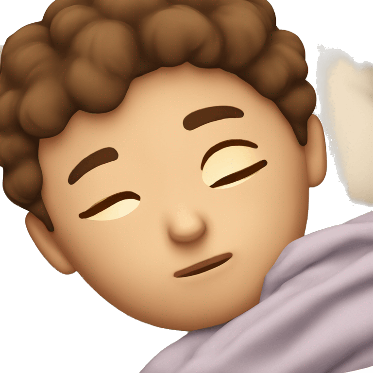 Brown hair boy sleeping in bed emoji