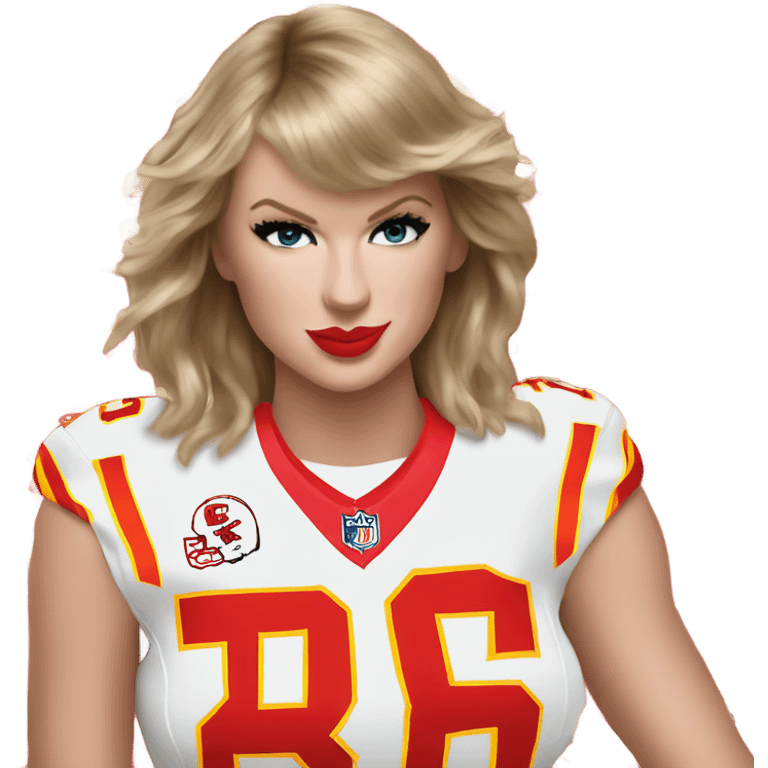 Taylor swift in a chiefs Travis kelce jersey emoji