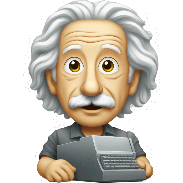 albert einstein with computer emoji