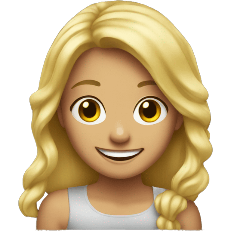 blonde girl smiling at bar emoji