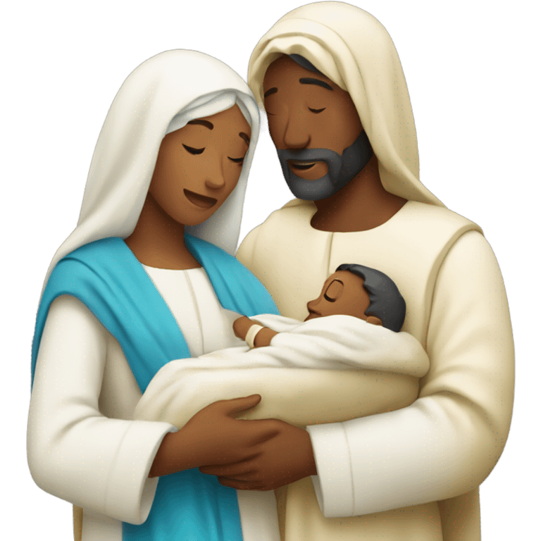 Mary and Joseph holding baby Jesus emoji