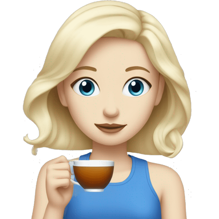 Pale Blonde Girl with blue eyes sipping tea emoji