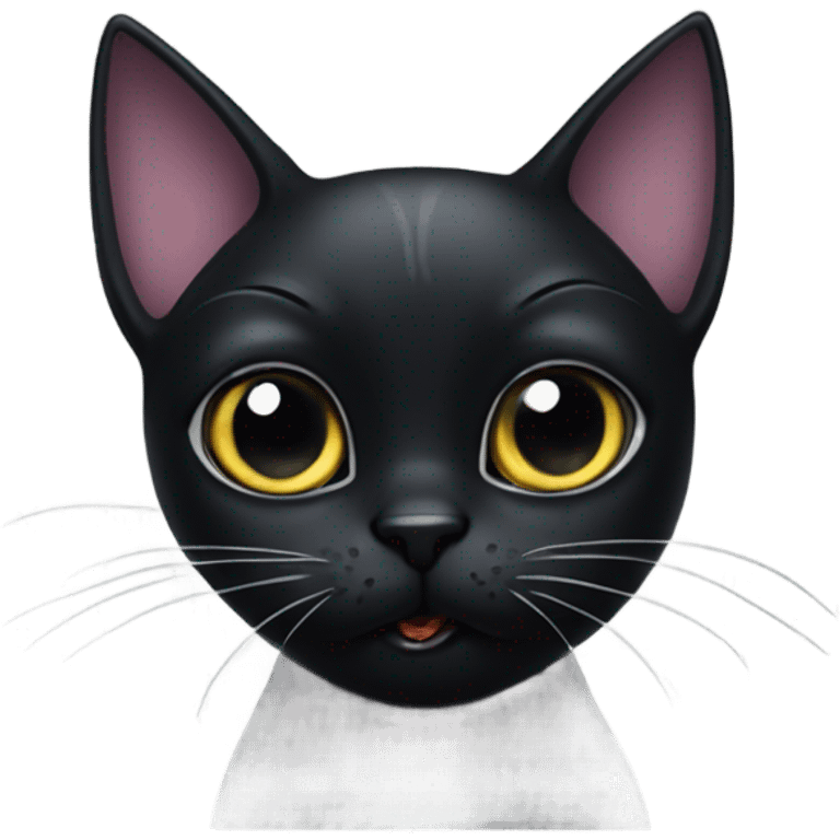 very Surprised black cat gothic emoji