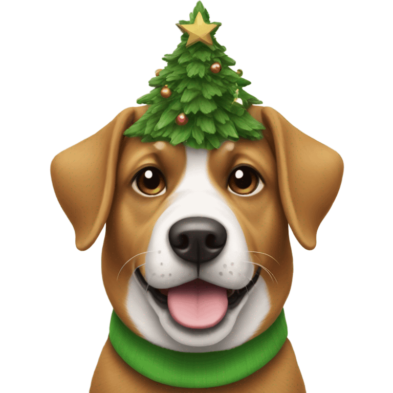 Dog with Christmas tree hat emoji