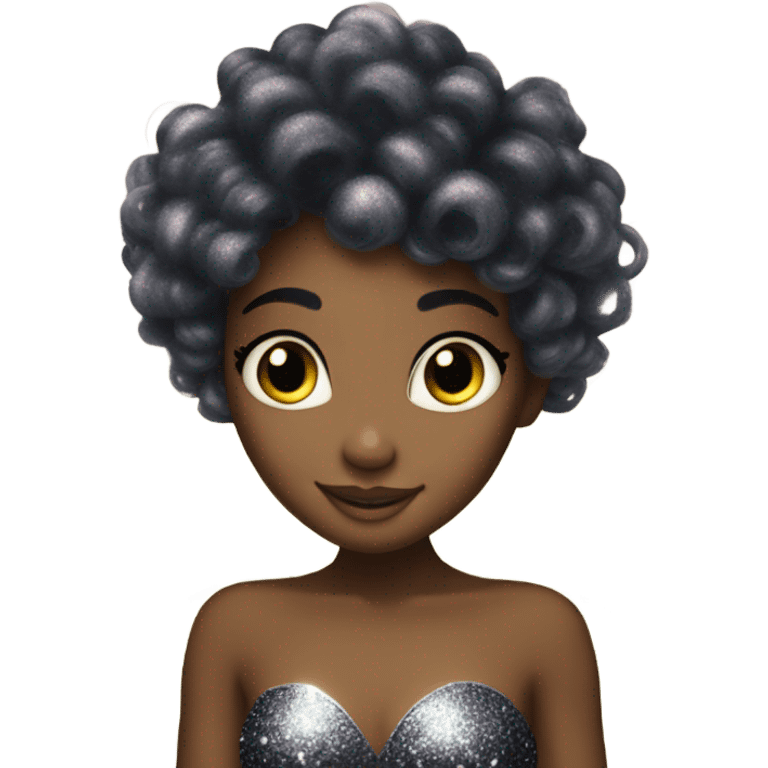 Black tinker bell glitter hair emoji