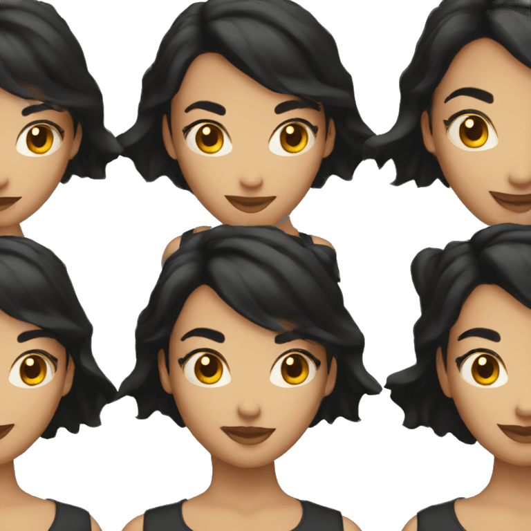 a woman black hair happy face emoji 3d with hear eyes  emoji