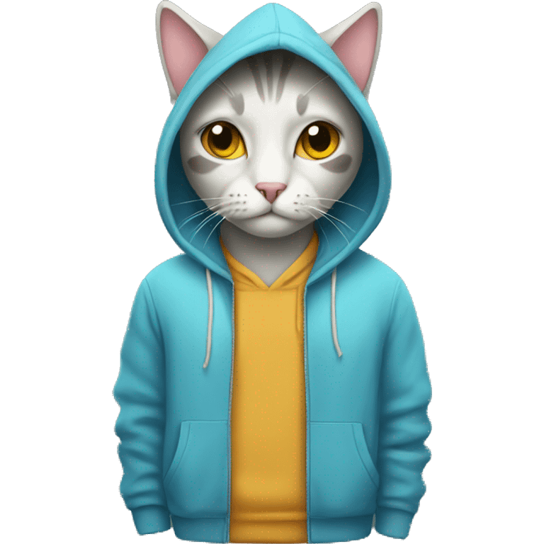 Cat wearing hoodie emoji