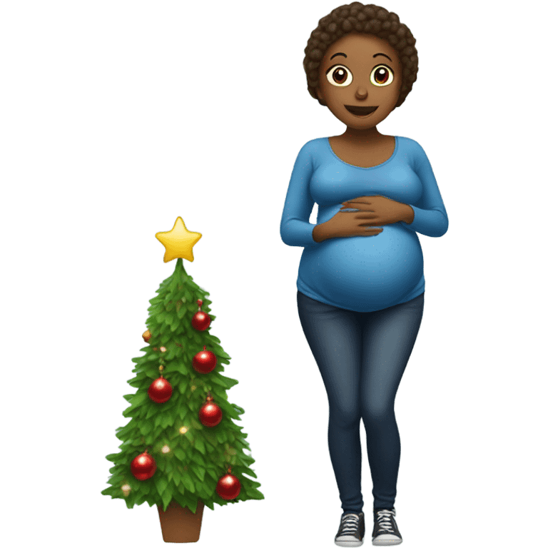 pregnant woman at the Christmas tree emoji