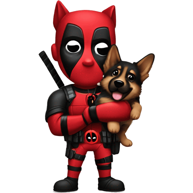 Deadpool holding German shepherd puppy emoji