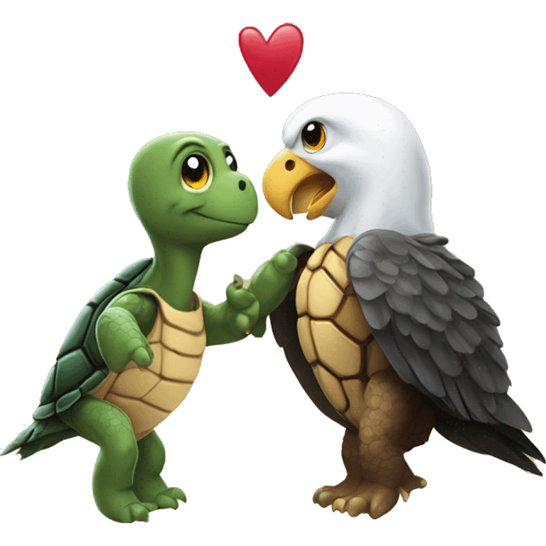 turtle and eagle in love emoji