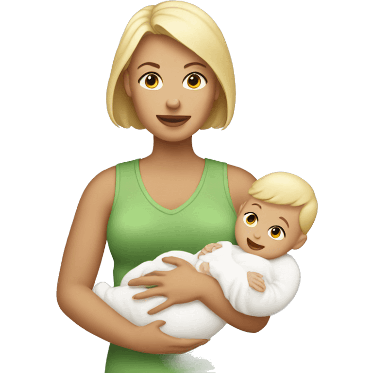 white mom holding little white baby emoji