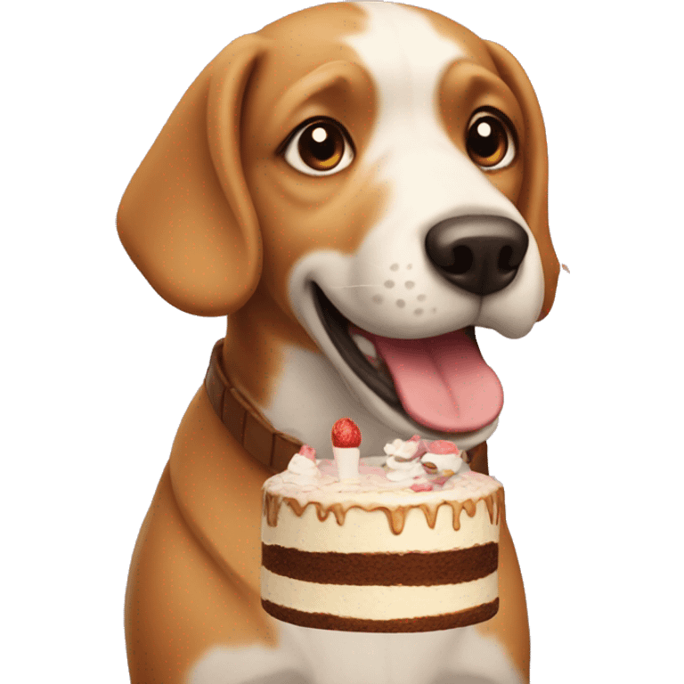 dog with cake emoji