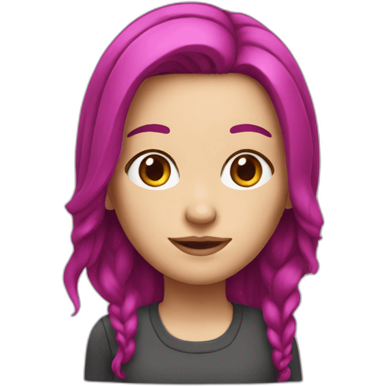 White girl with a magenta hair emoji