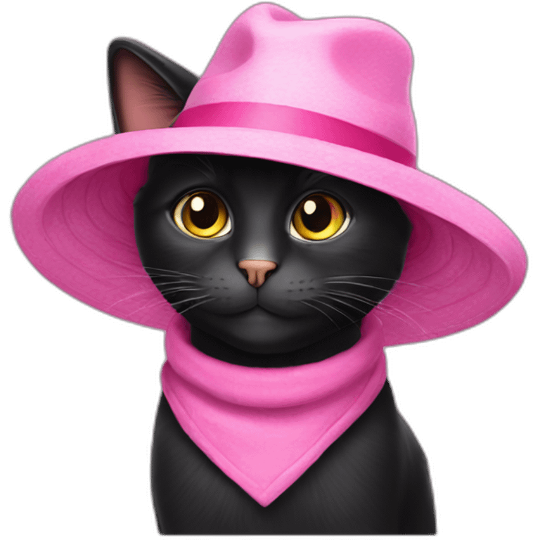 Black cat in a pink hat emoji