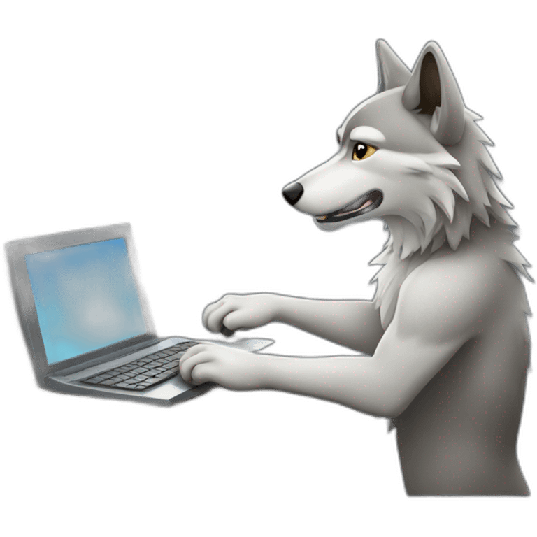 wolf at a computer emoji