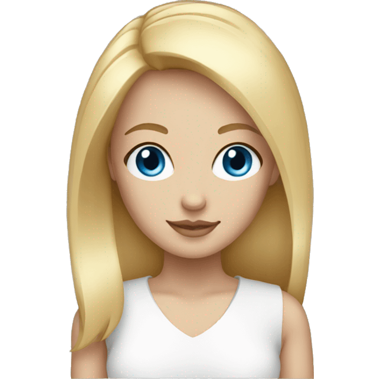 Cute woman with straight blonde hair and blue eyes emoji