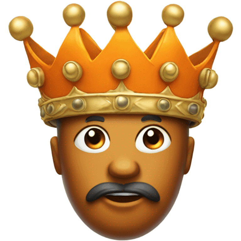 Orange fruit wearing a large golden crown.  No face on orange emoji