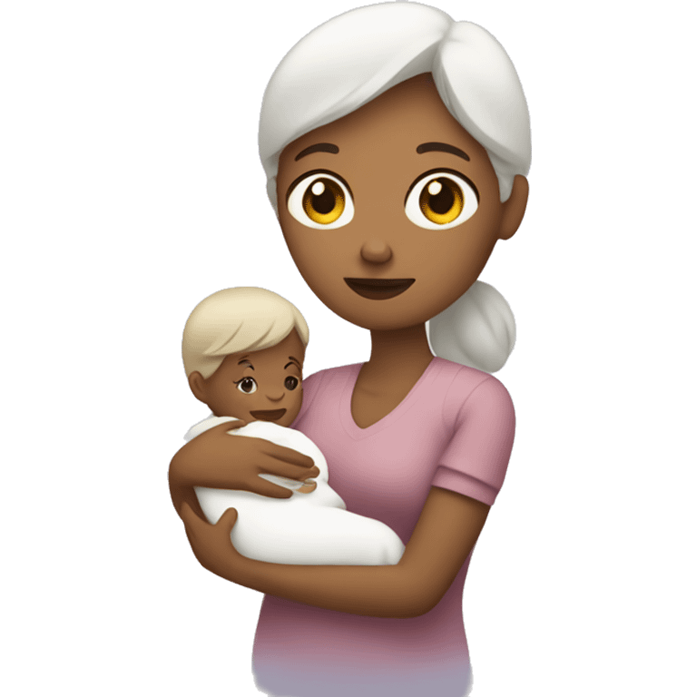 white mom holding little baby emoji