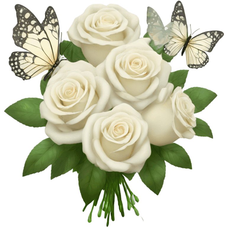 white roses bouquet with butterflies, fairy core emoji