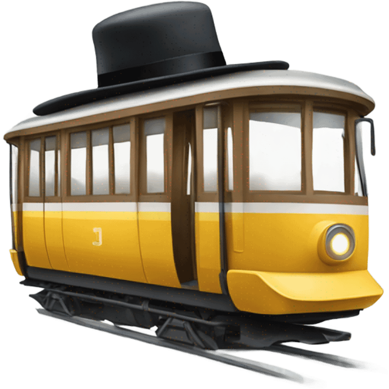 Tram wearing a hat emoji