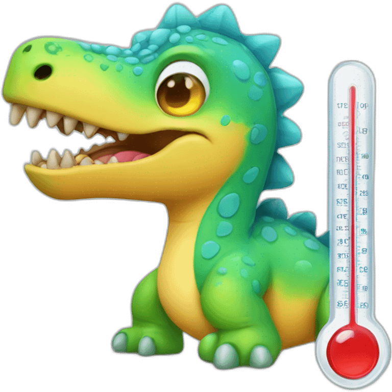 fever dinosaur with thermometer emoji