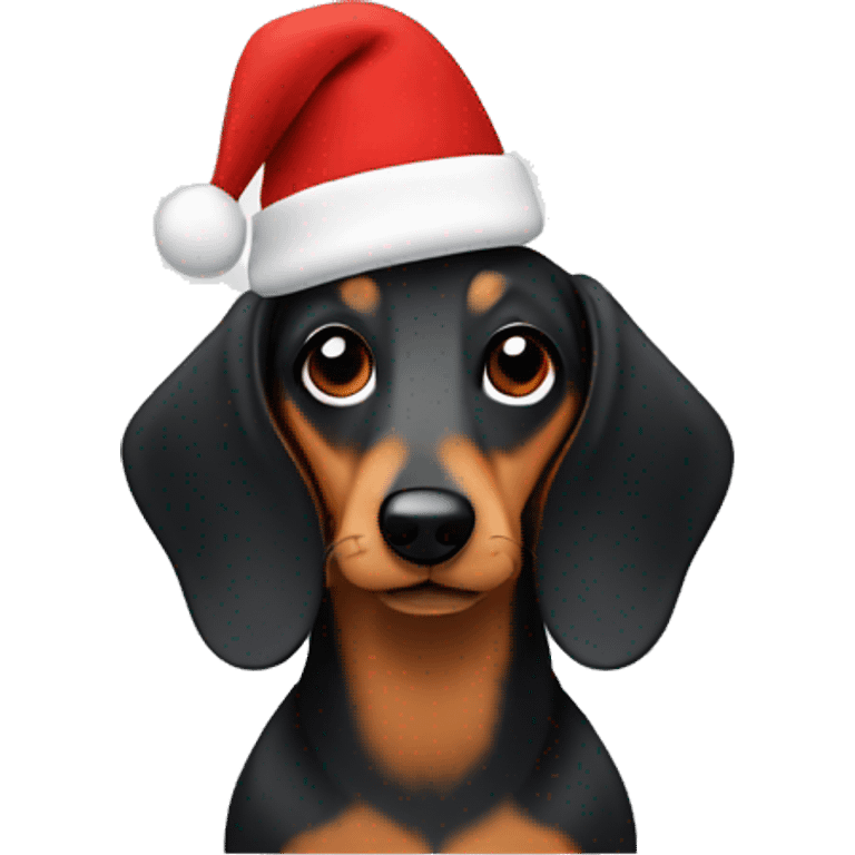 Sausage dog with Christmas hat emoji