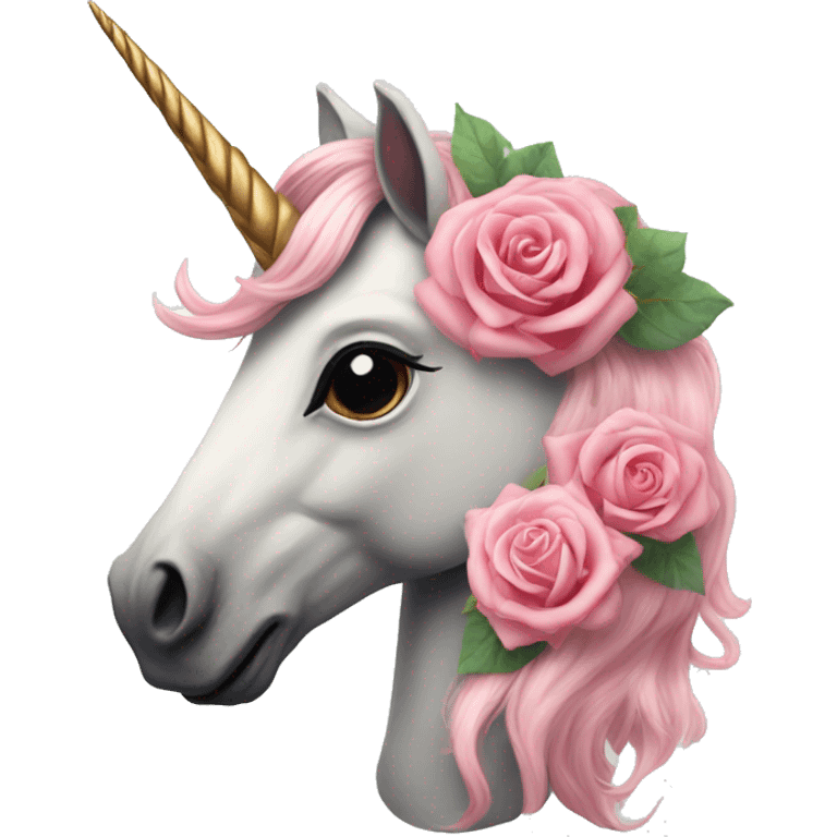 Realistic unicorn with roses in its mane emoji