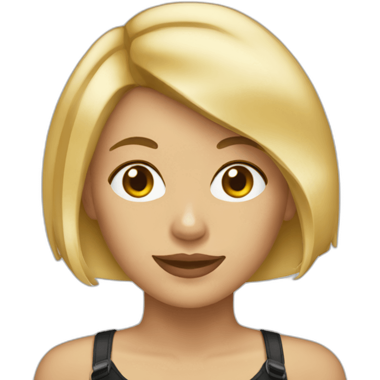 Blond lady with bob haircut with Pitbull dog emoji