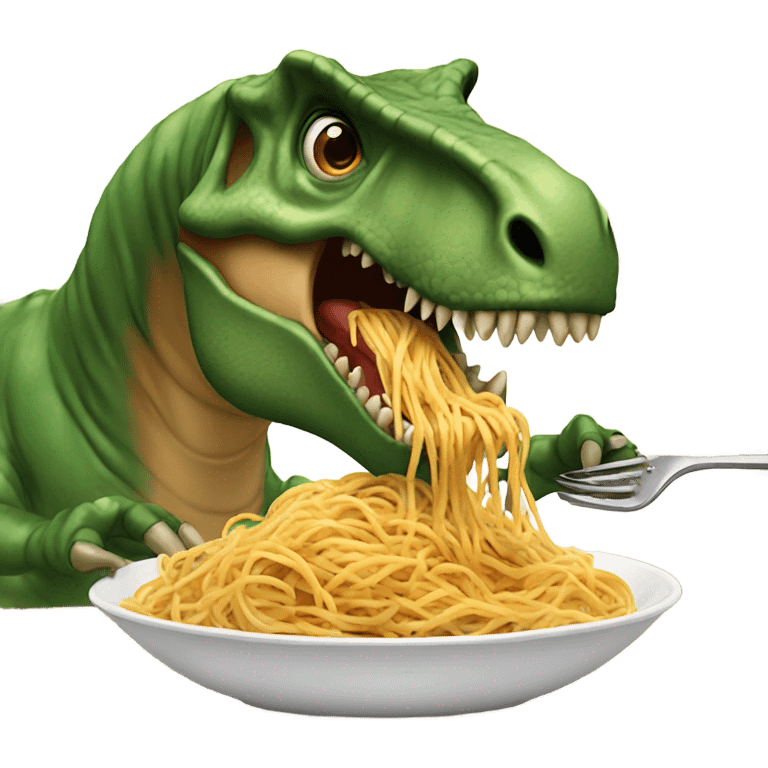 T rex eating spaghetti w emoji