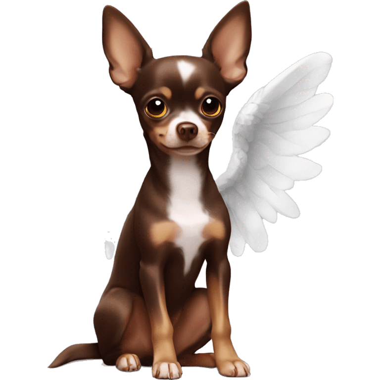 Chocolate Brown chihuahua with angel wings  emoji