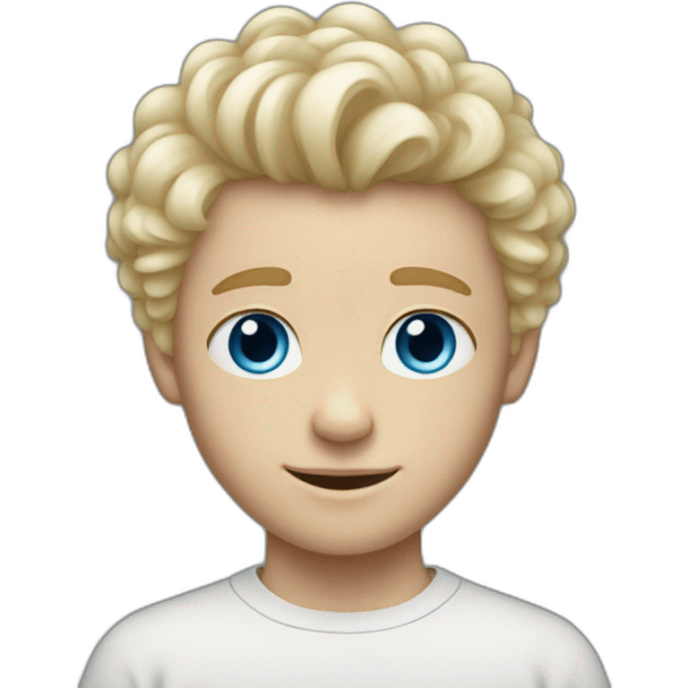 Blonde blue-eyed white boy with fluffy hair and goatie emoji