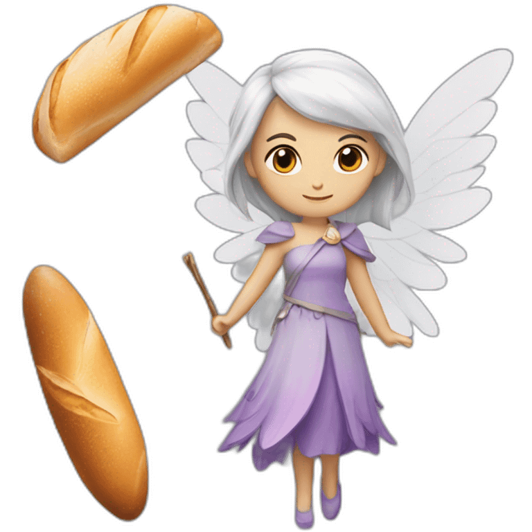 Une fée avec ses ailes et une baguette magique emoji