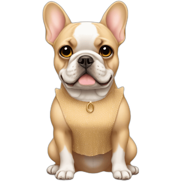 Tan French Bulldog wearing dress emoji