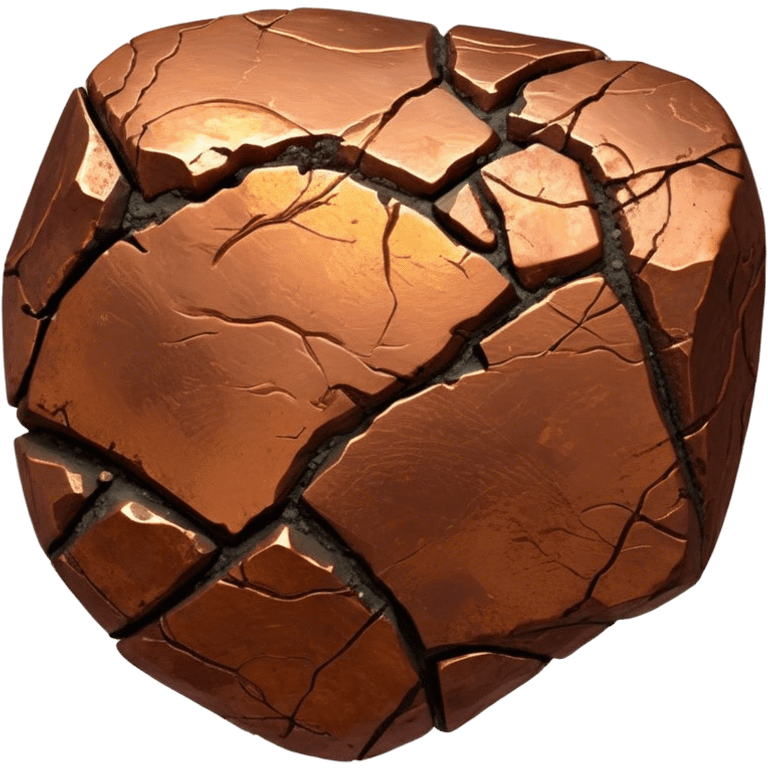 Cinematic Realistic Copper Ore, Warm and earthy, with rich, reddish-brown hues and intricate swirls of natural patterns across the rough, raw surface. The metal catches light with a gentle, glowing shimmer, exuding a rustic, organic charm. Soft glowing outline, capturing the essence of earthy elegance and natural beauty in raw copper ore. emoji