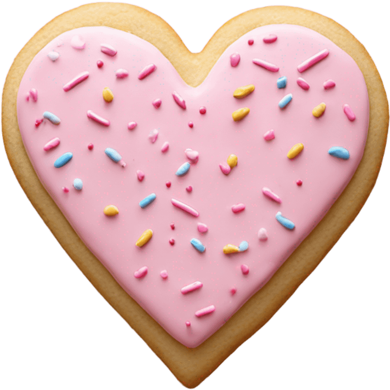 heart shaped sugar cookie with pastel pink frosting and sprinkles emoji