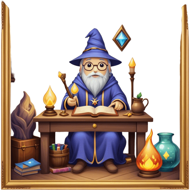 Cozy eclectic wizard’s study emoji