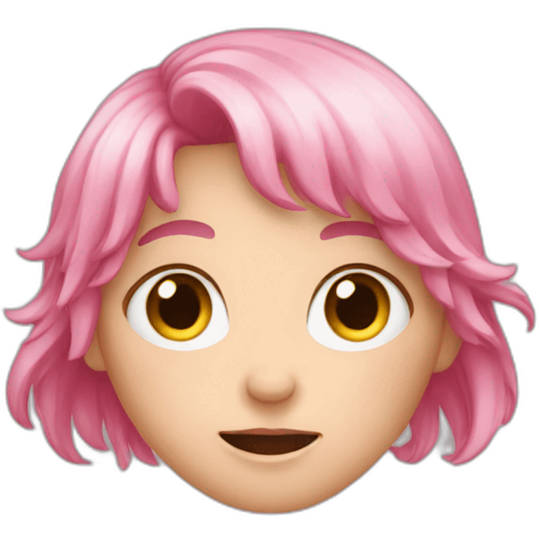 cry pink haired girl make heart with hand emoji