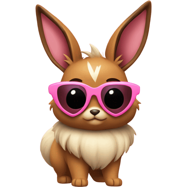 Eevee with pink opaque heart sunglasses emoji