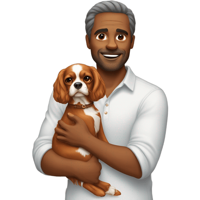 Man with cavalier dog  emoji