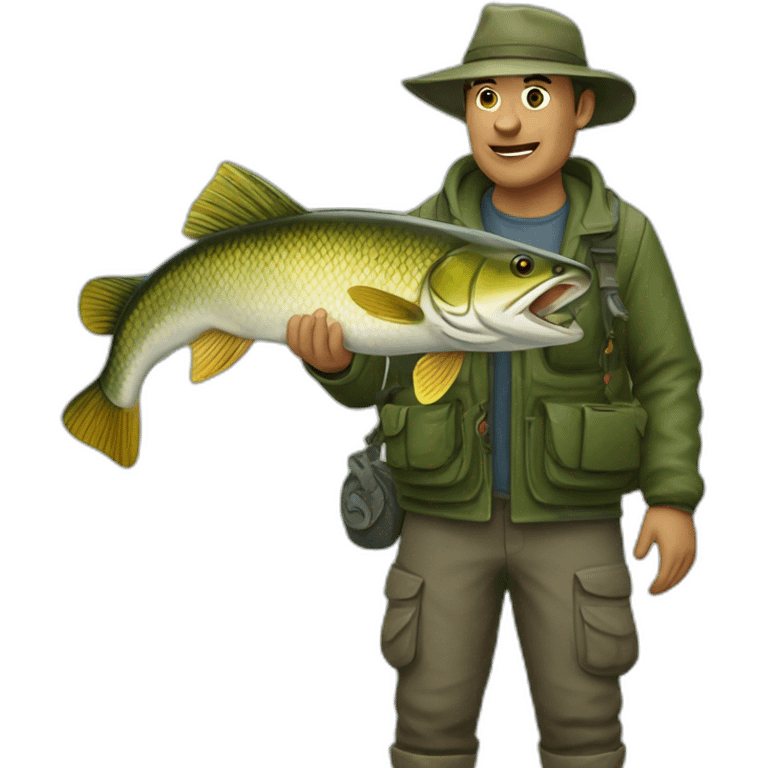 A fisherman who caught a pike emoji