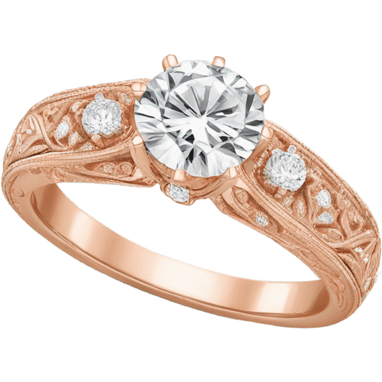 Rose gold wedding diamonds ring with g+c imprinted on it  emoji