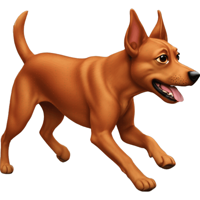 realistic solid red dog with pointed ears running emoji