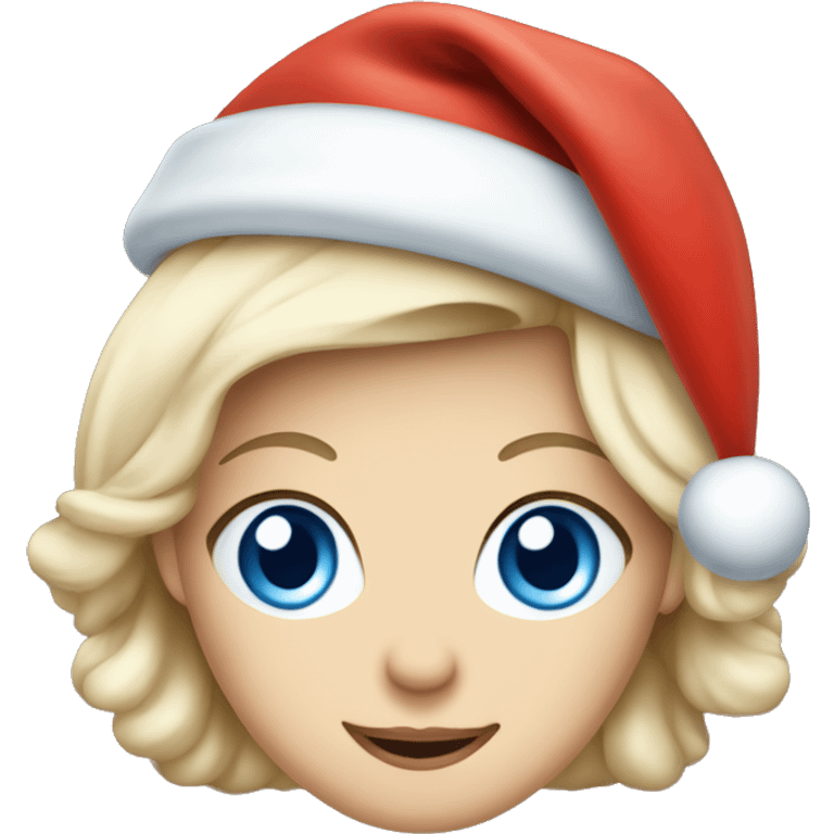 Cinderella wearing Santa hat and have blue eyes emoji