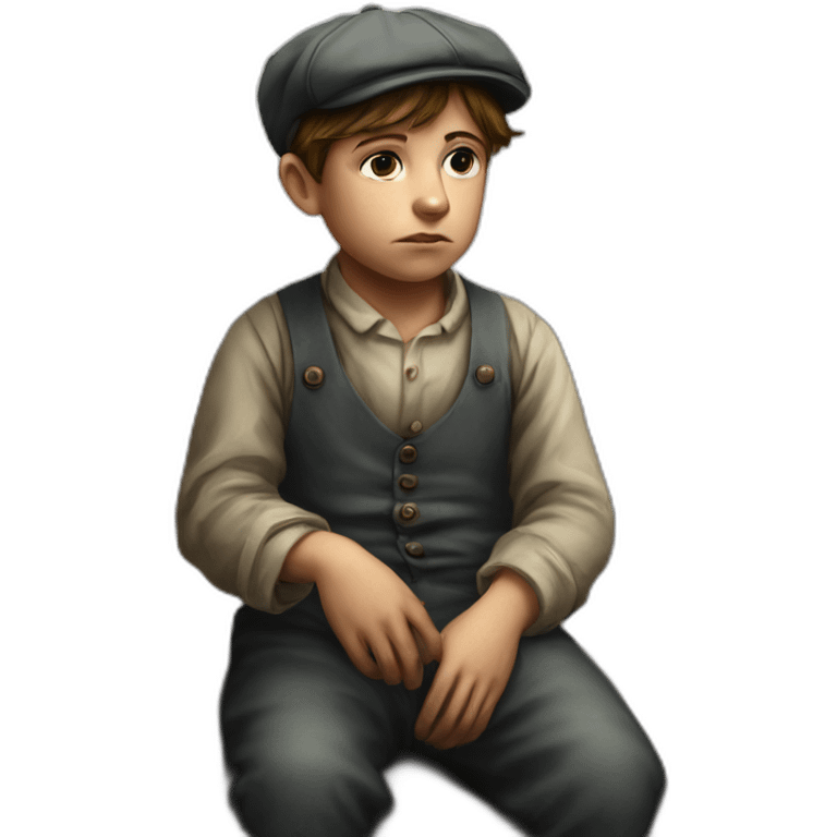 Victorian-Era-poor-factory-worker-kid-flat-cap-sad emoji