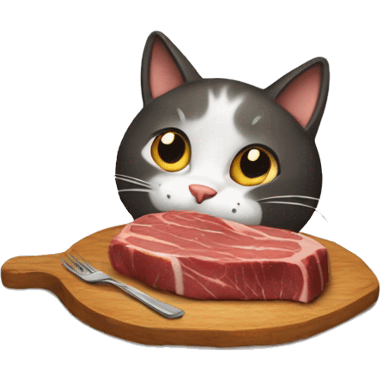 cat eating steak  emoji