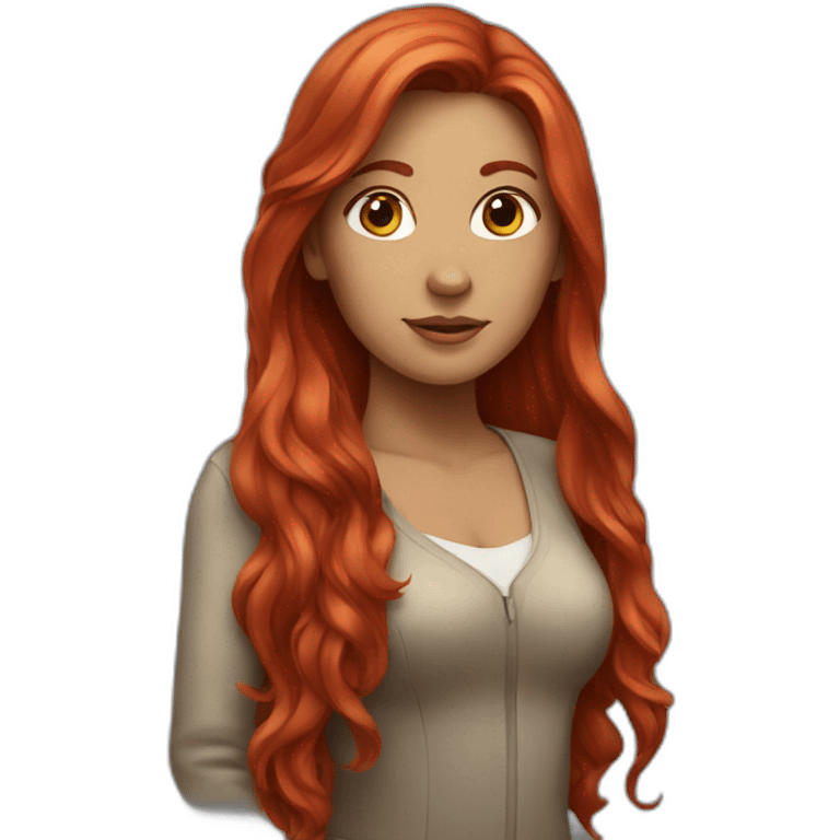 woman with red long hair and a horse emoji