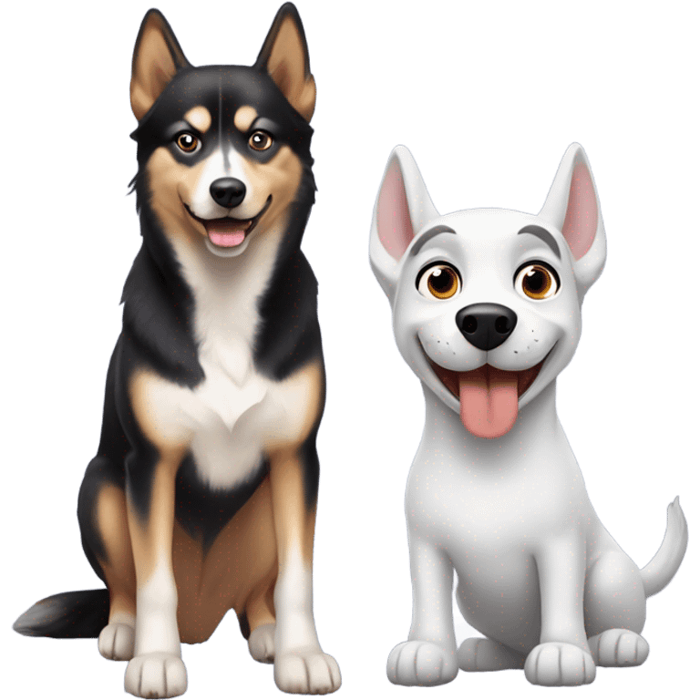 Husky with next to a dachshund  emoji