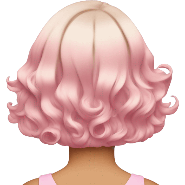 Pink wavy short hair back view emoji